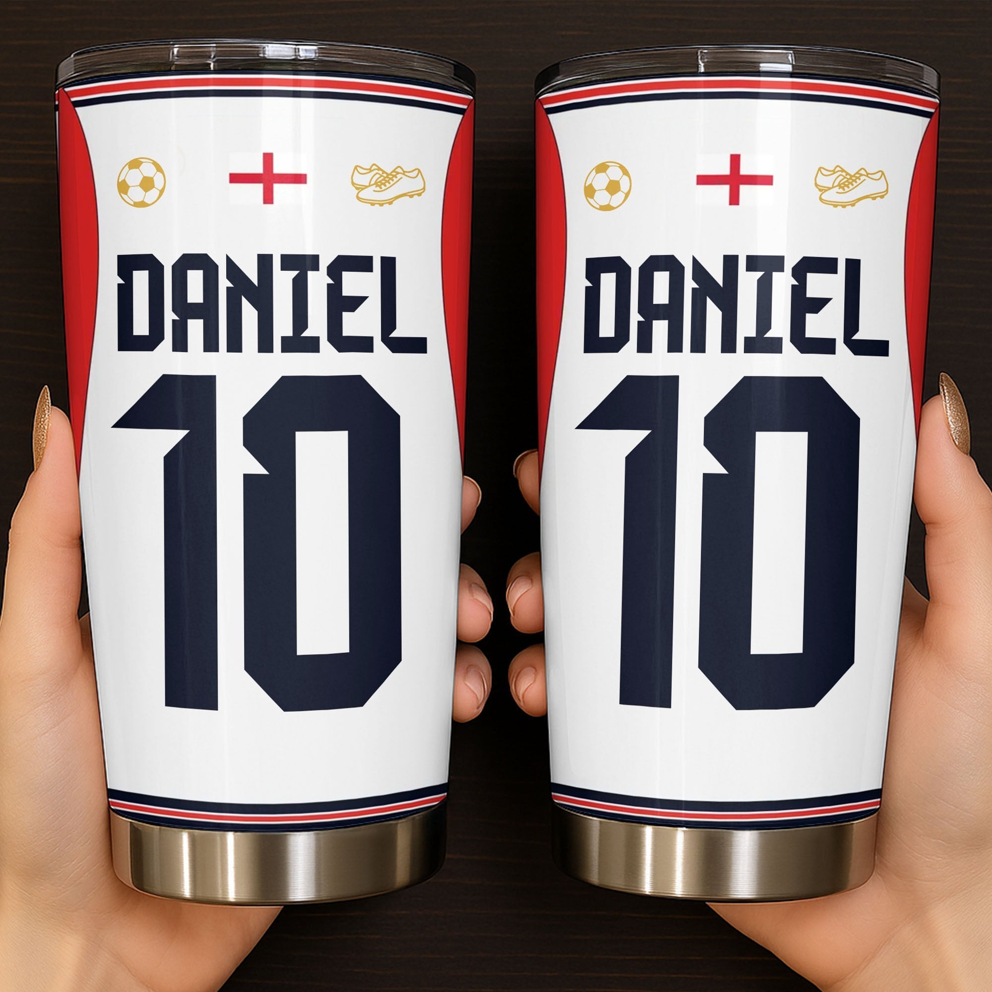 Personalized Soccer Fan Tumbler 20oz Custom Name Gift