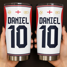 Load image into Gallery viewer, Personalized Soccer Fan Tumbler 20oz Custom Name Gift
