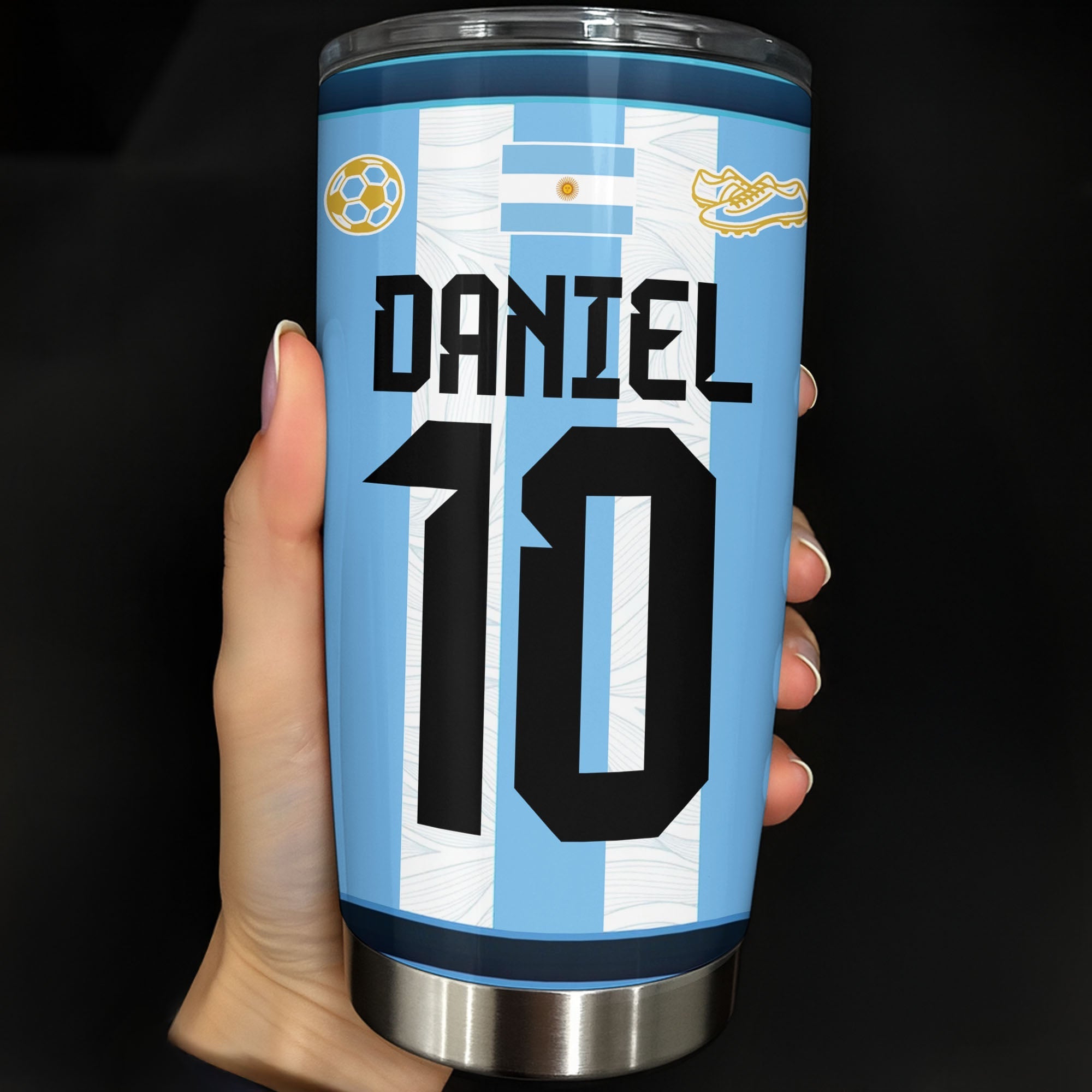 Personalized Soccer Fan Tumbler 20oz Custom Name Gift