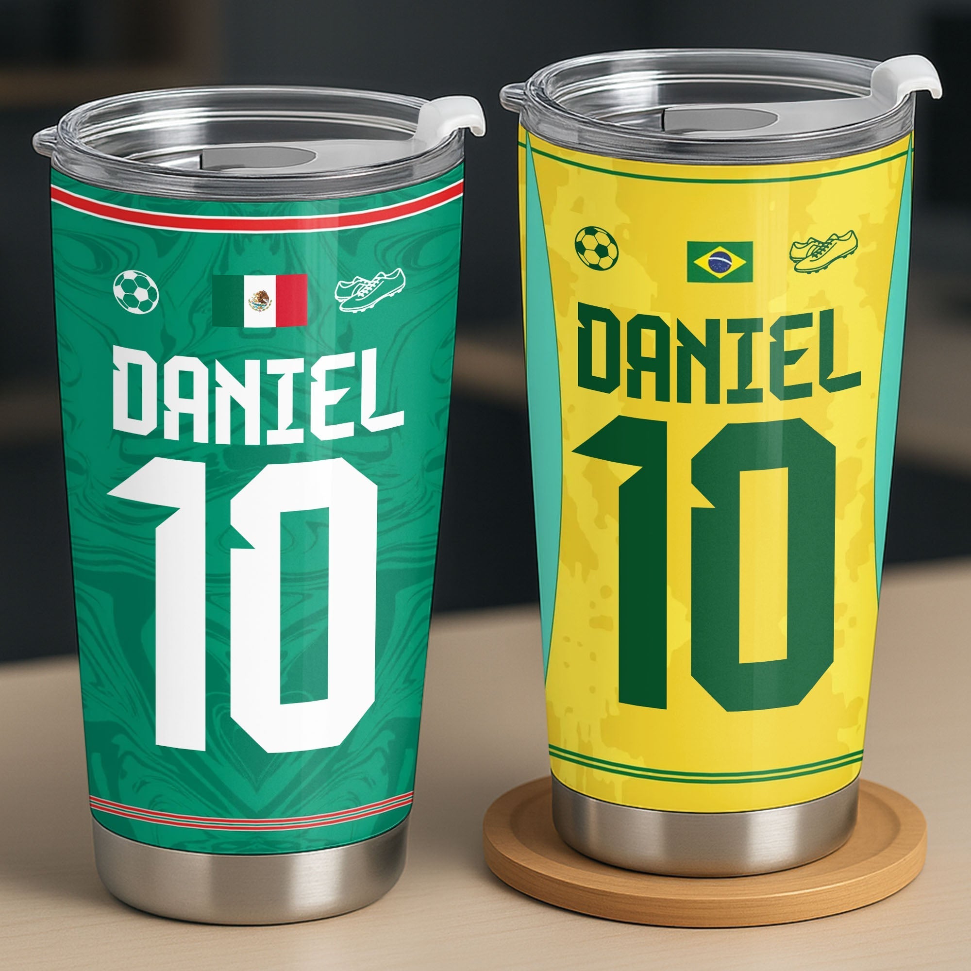 Personalized Soccer Fan Tumbler 20oz Custom Name Gift