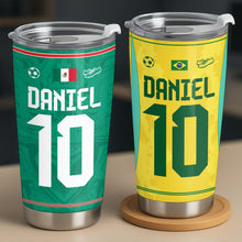Load image into Gallery viewer, Personalized Soccer Fan Tumbler 20oz Custom Name Gift
