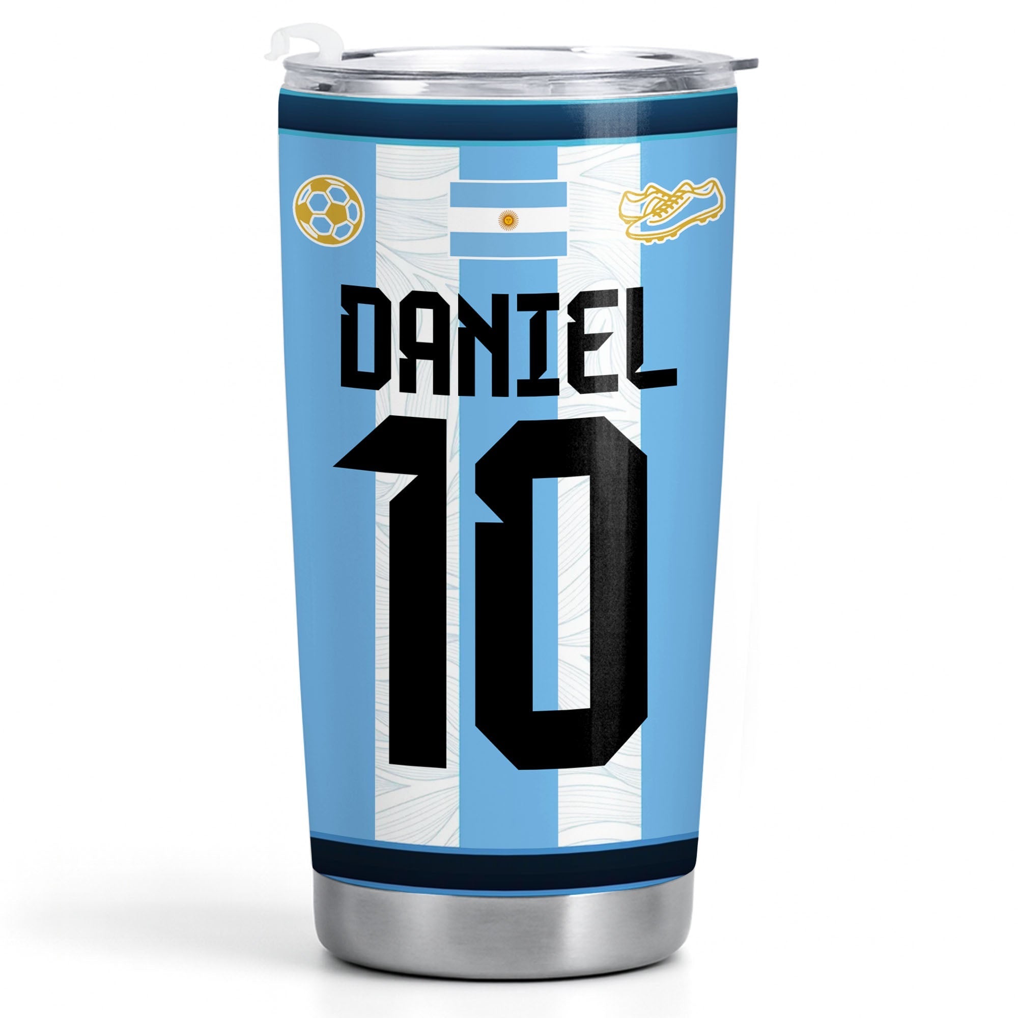 Personalized Soccer Fan Tumbler 20oz Custom Name Gift