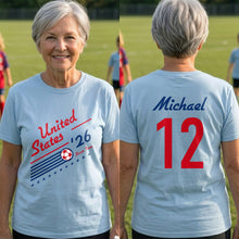 Load image into Gallery viewer, Personalized US Soccer Team T-Shirt Custom Sports Apparel Gift
