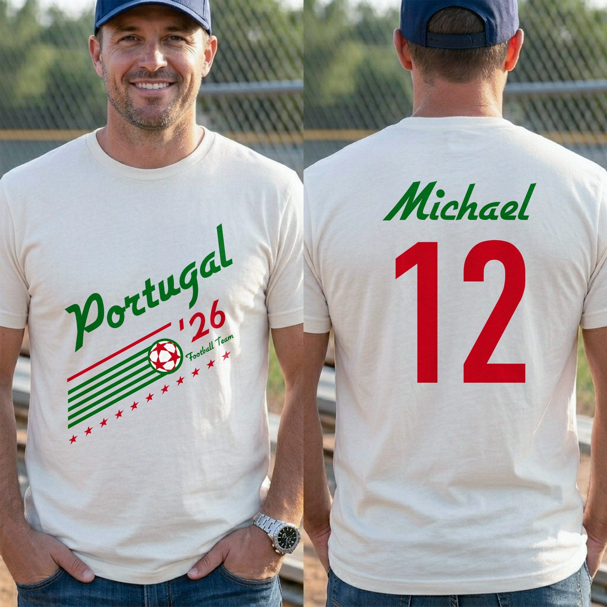 Personalized Portugal Football Team T-Shirt Custom Name Gift