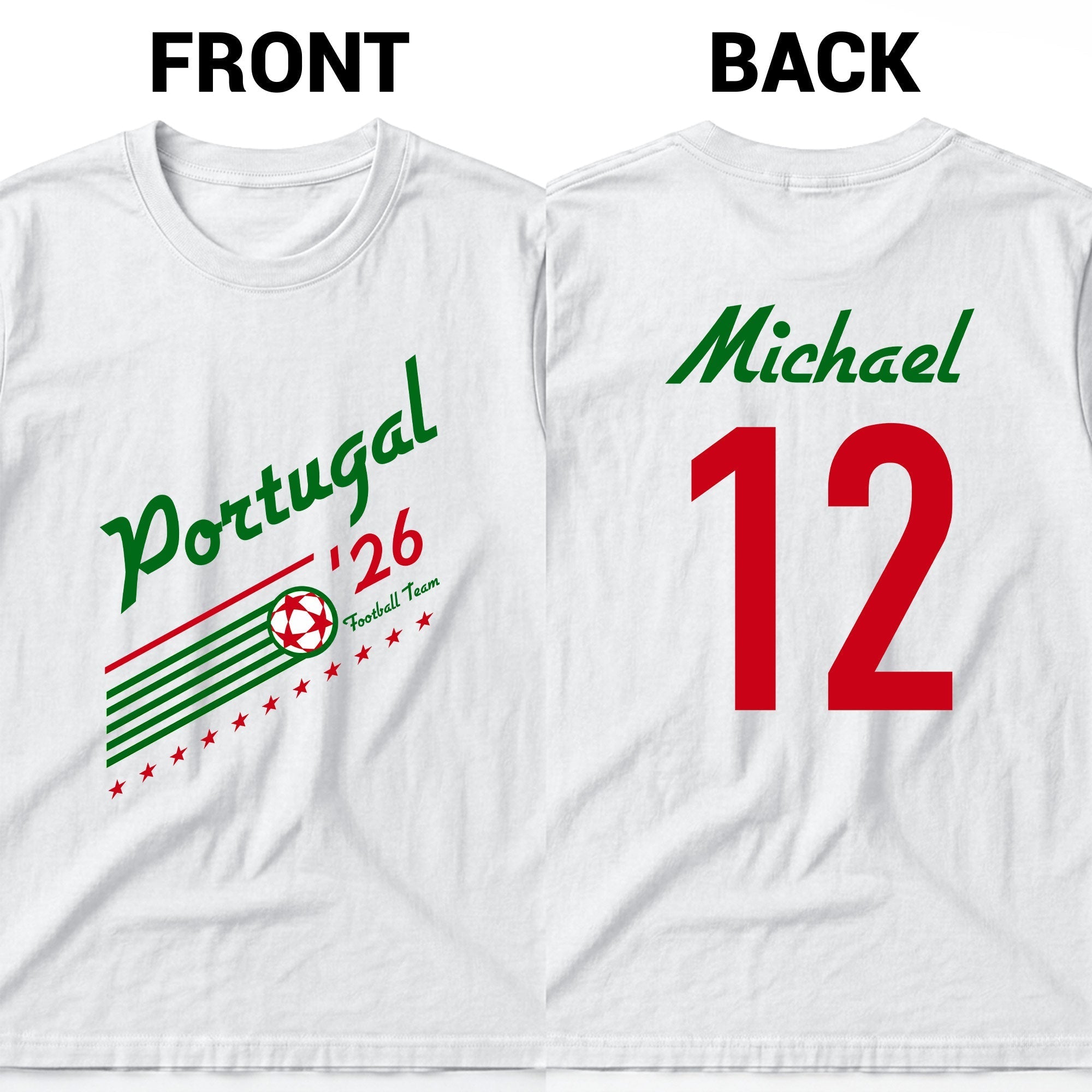 Personalized Portugal Football Team T-Shirt Custom Name Gift