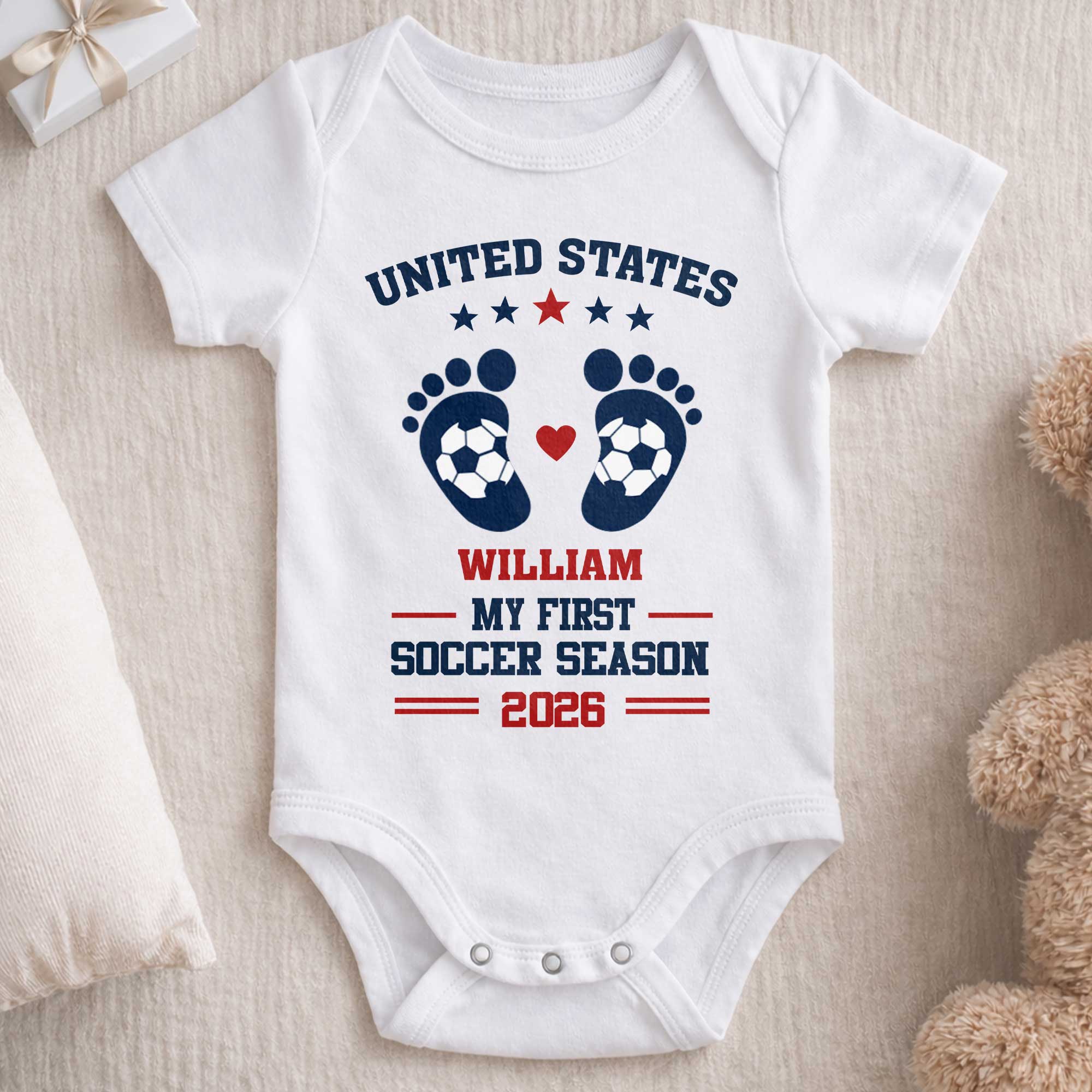 Personalized Baby Onesie Custom Name Soccer Season Gift