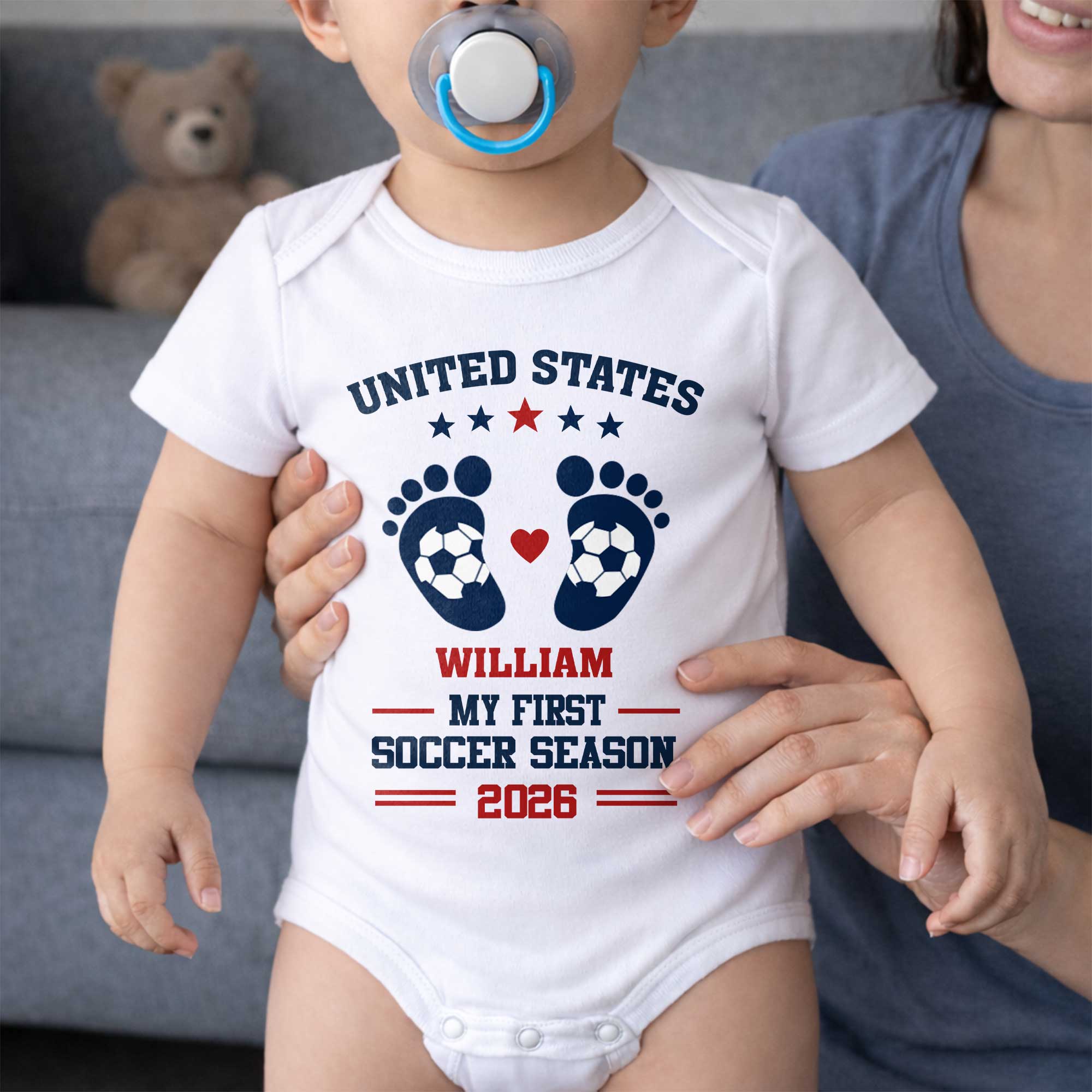 Personalized Baby Onesie Custom Name Soccer Season Gift