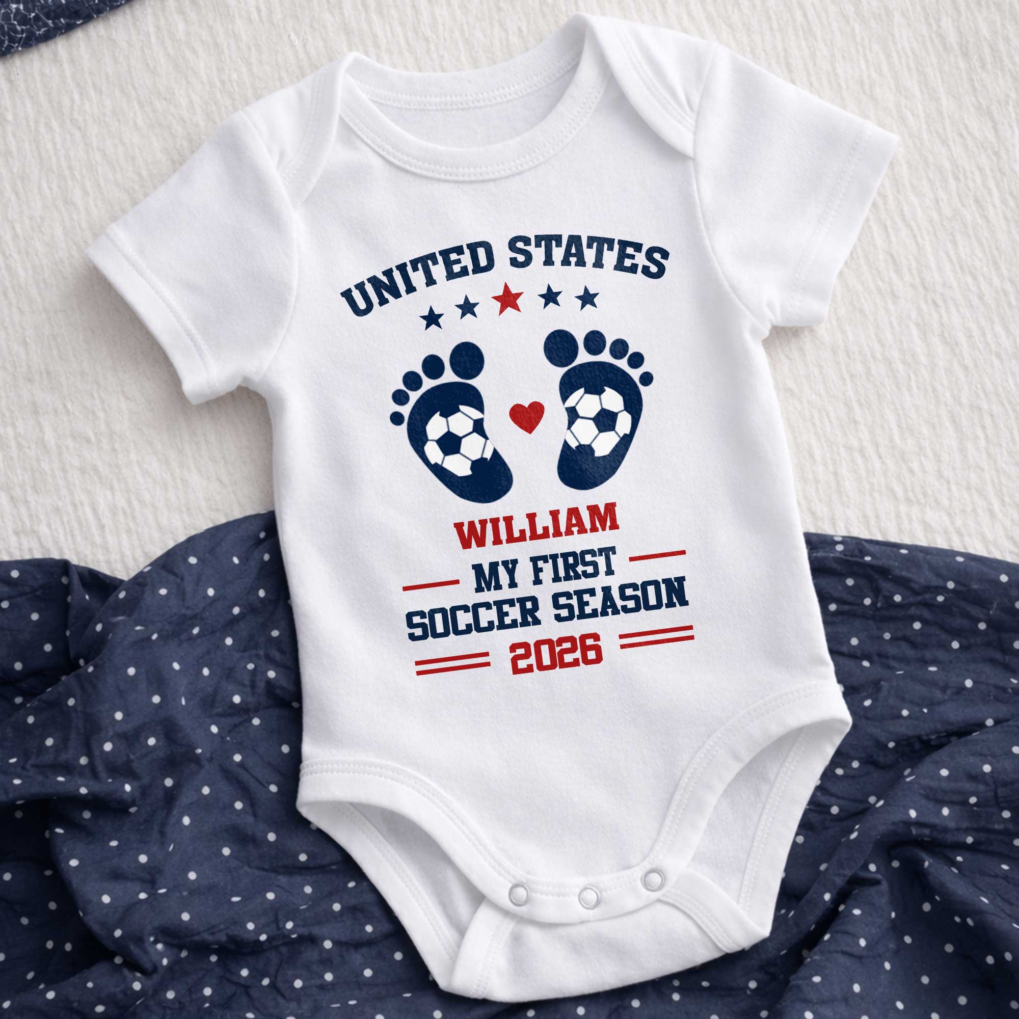 Personalized Baby Onesie Custom Name Soccer Season Gift