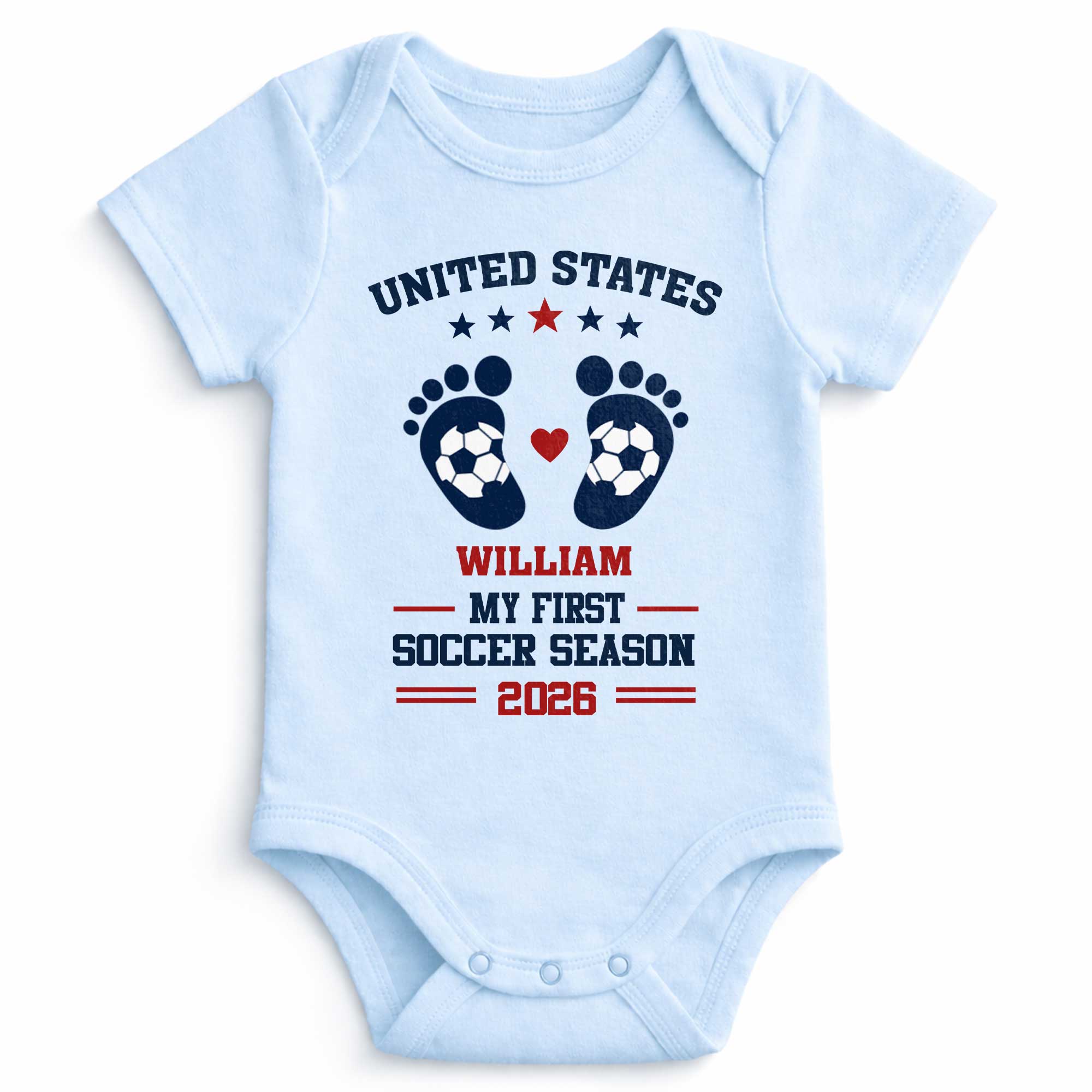 Personalized Baby Onesie Custom Name Soccer Season Gift