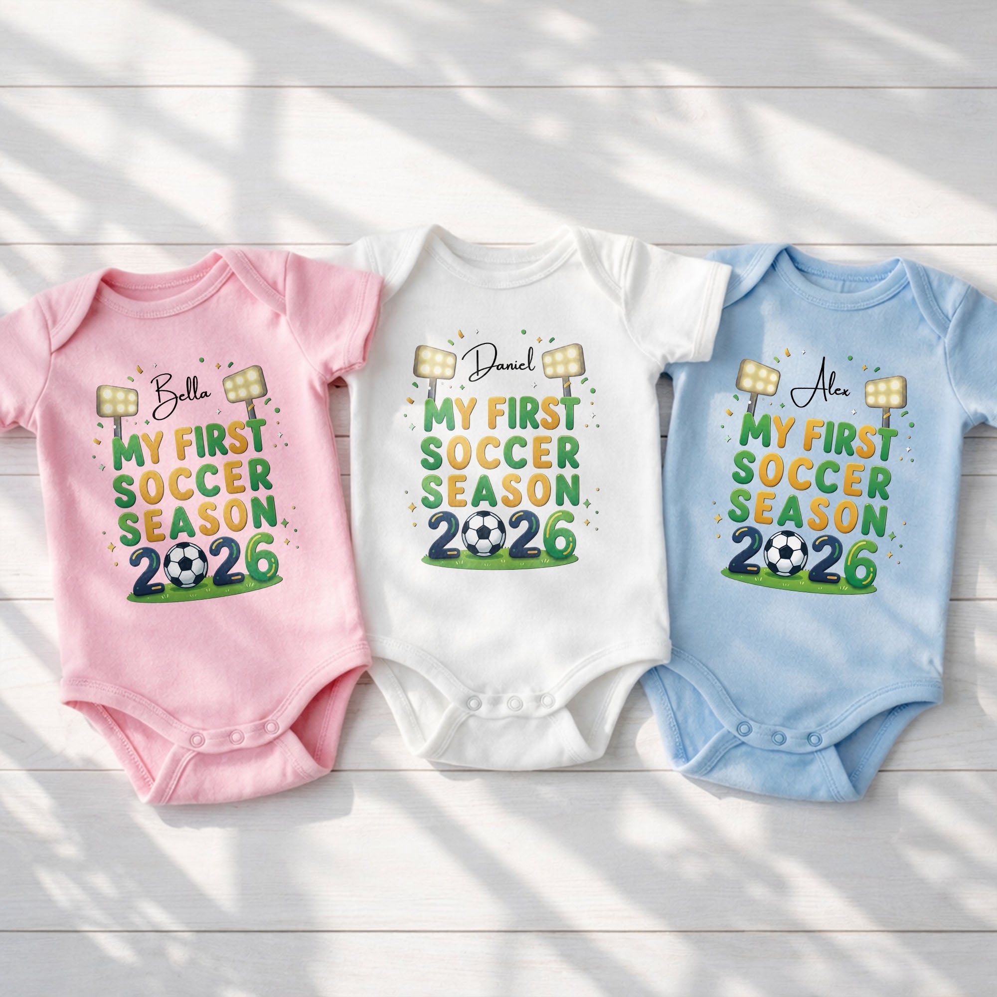 Personalized Baby Onesie Custom Name First Soccer Season Gift