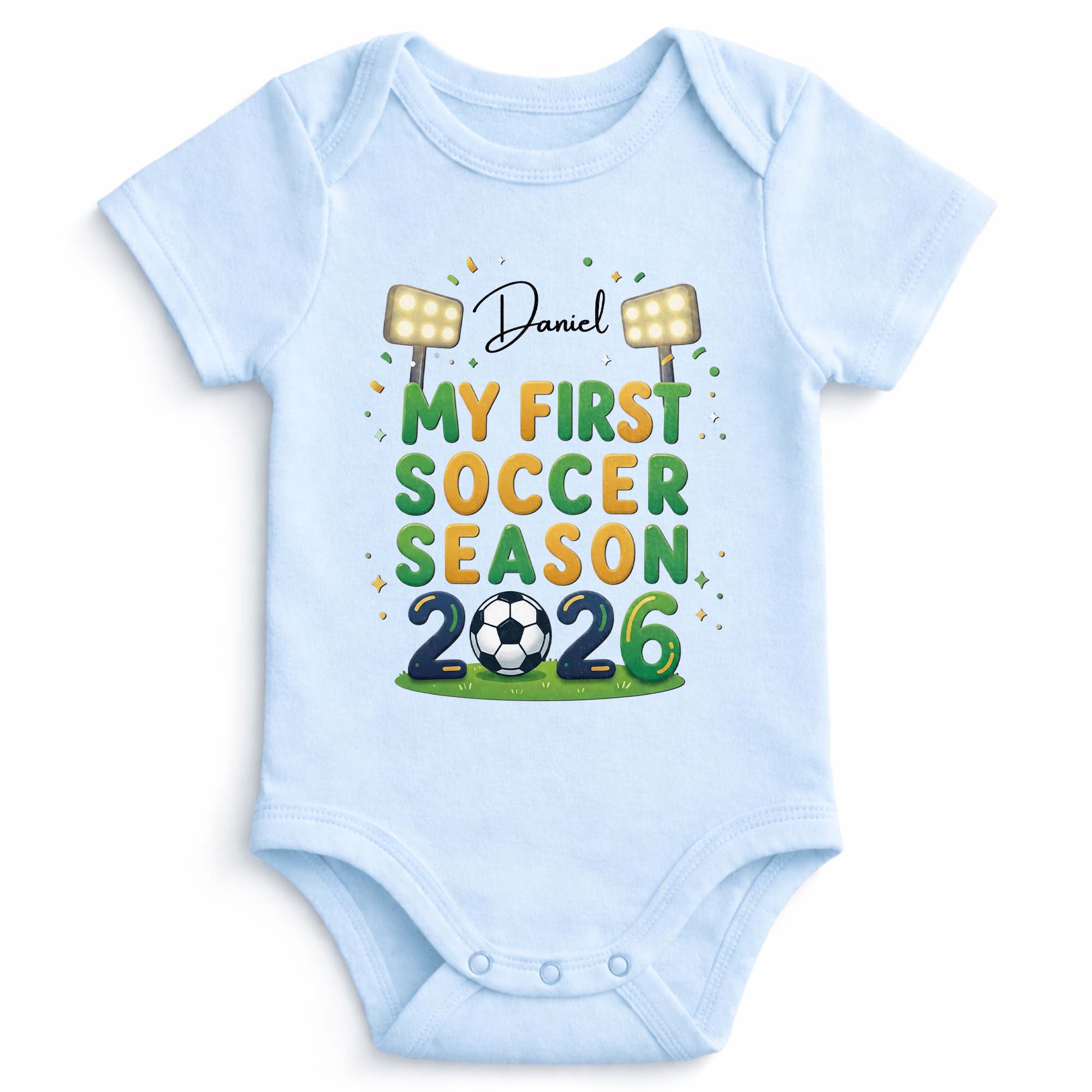 Personalized Baby Onesie Custom Name First Soccer Season Gift