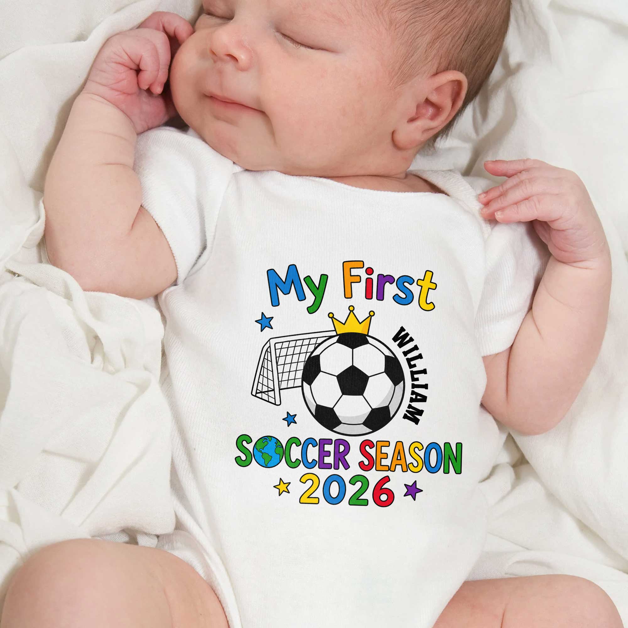 Personalized Baby Onesie Custom Name Soccer Season Gift