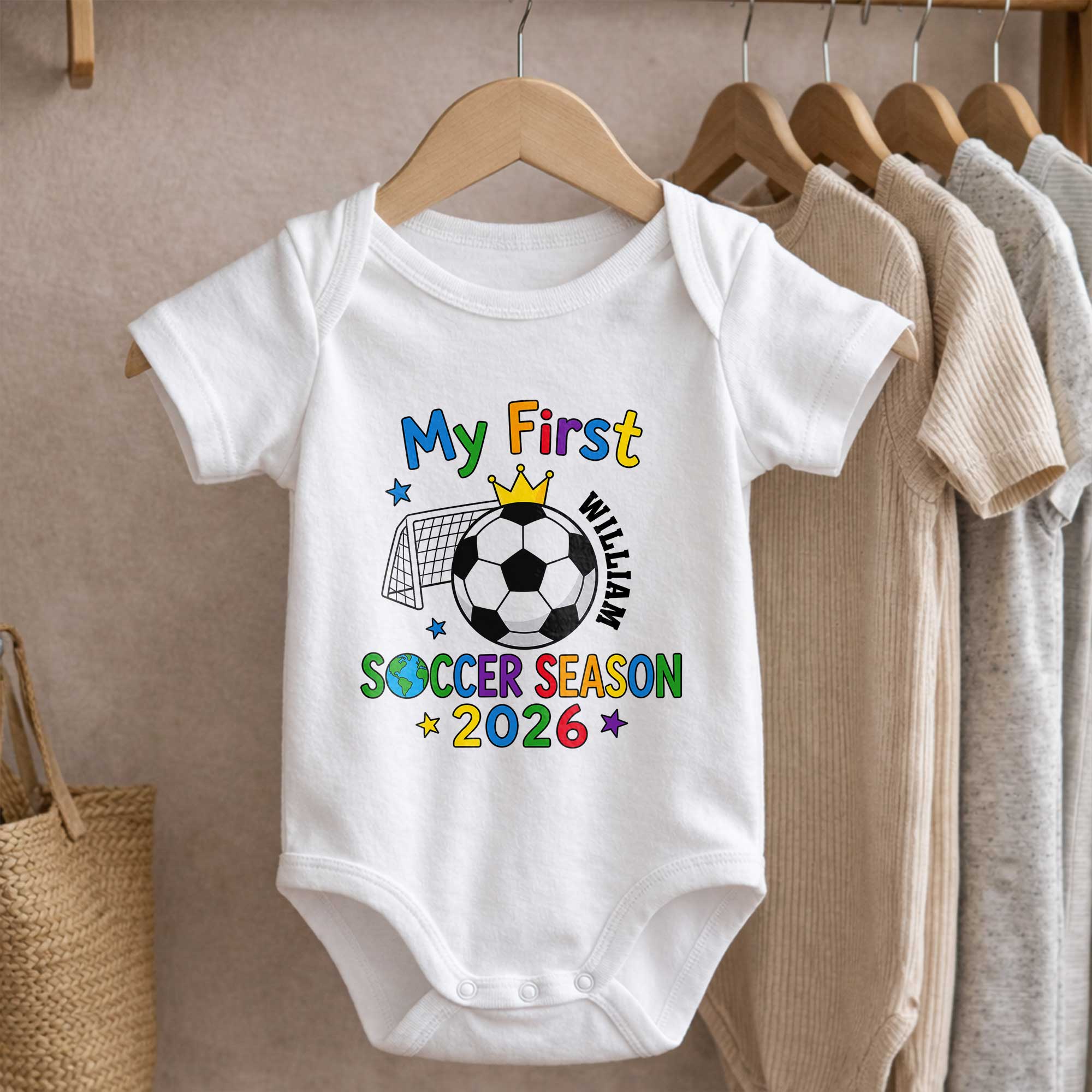 Personalized Baby Onesie Custom Name Soccer Season Gift