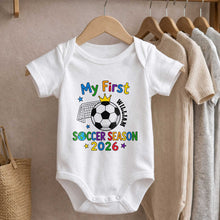 Load image into Gallery viewer, Personalized Baby Onesie Custom Name Soccer Season Gift
