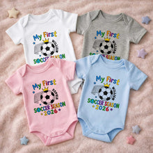 Load image into Gallery viewer, Personalized Baby Onesie Custom Name Soccer Season Gift
