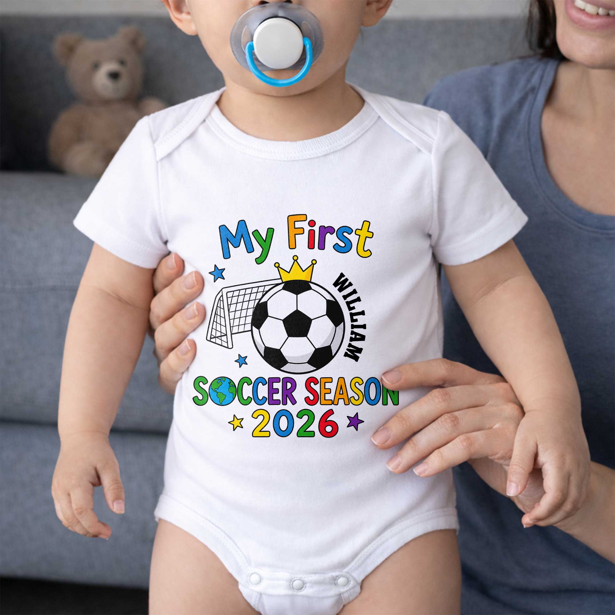 Personalized Baby Onesie Custom Name Soccer Season Gift
