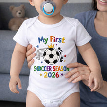 Load image into Gallery viewer, Personalized Baby Onesie Custom Name for Little Athletes Soccer Gift
