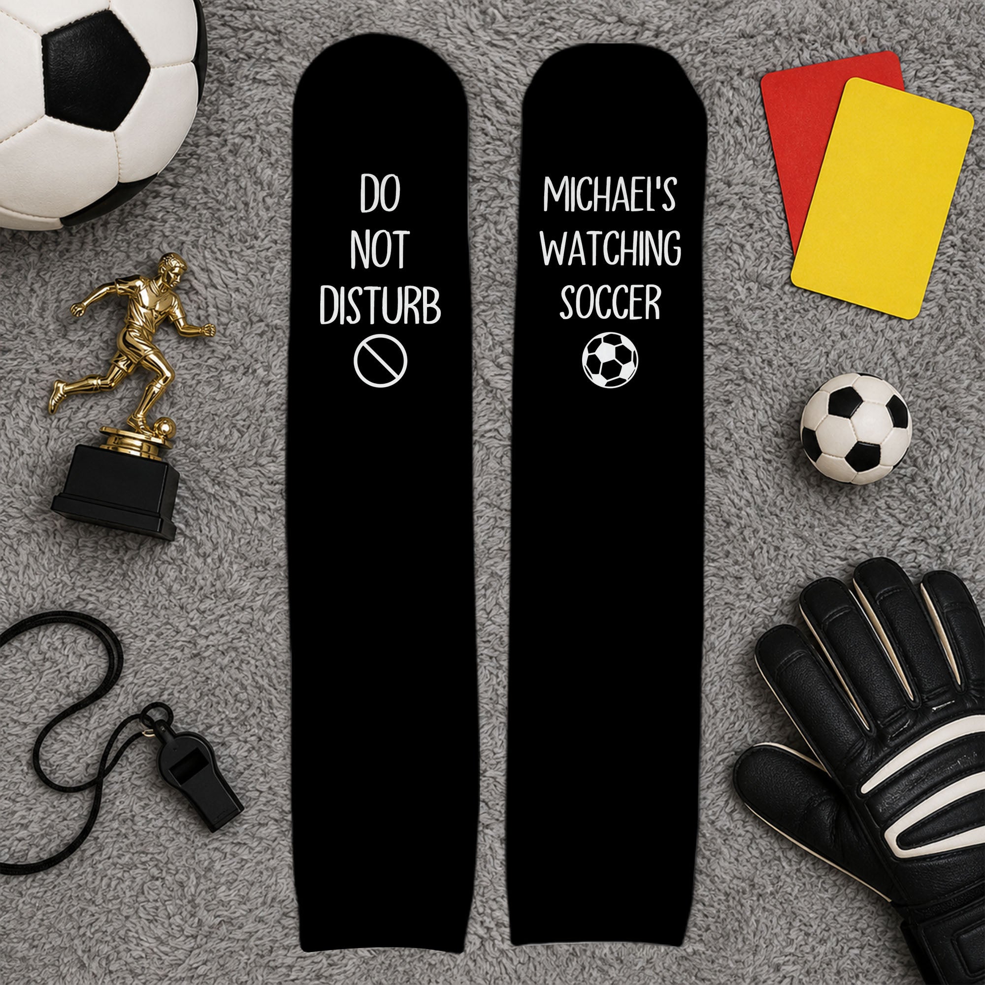 Personalized Do Not Disturb Soccer Ball Graphic Crew Socks Gift