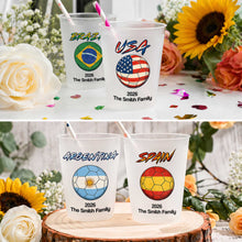 Load image into Gallery viewer, Personalized Frosted Soccer Cups Custom Name Gift for Family
