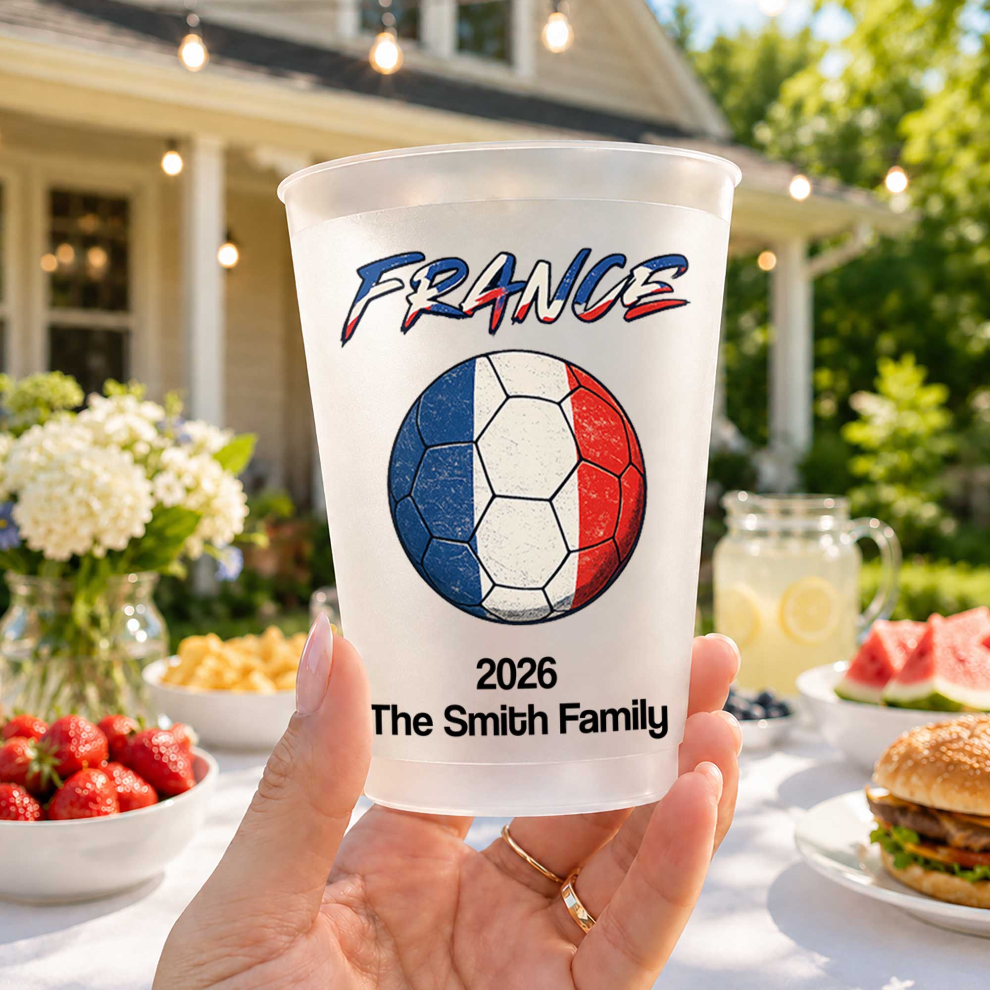 Personalized Frosted Soccer Cups Custom Name Gift for Family