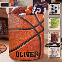 Load image into Gallery viewer, Personalized Fabric Organizer Basket Custom Name Sports Gift
