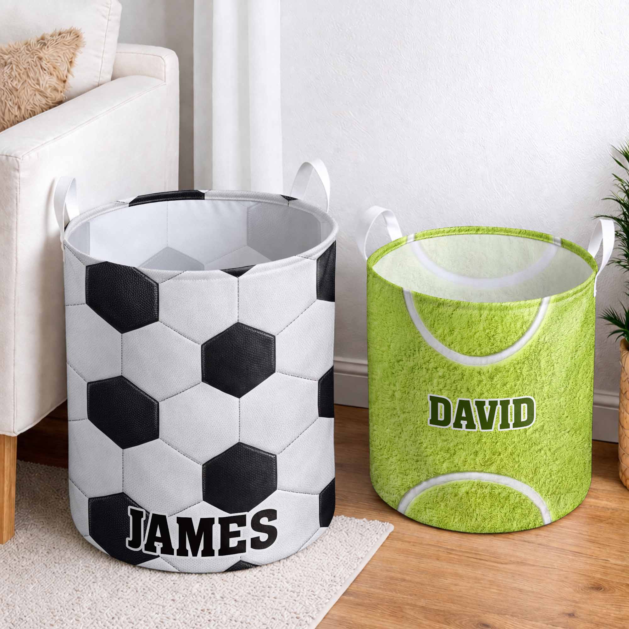 Personalized Fabric Organizer Basket Custom Name Sports Gift