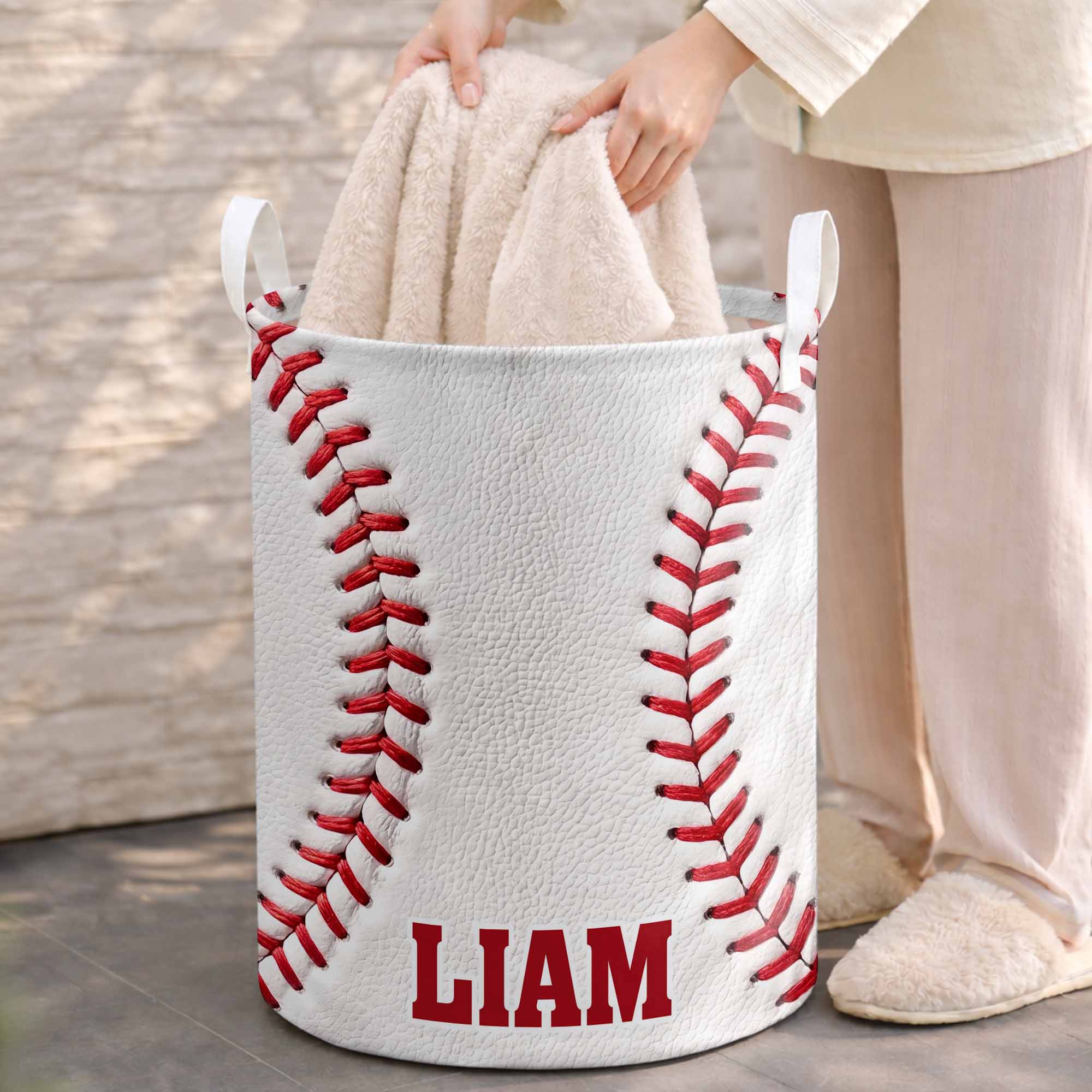 Personalized Fabric Organizer Basket Custom Name Sports Gift
