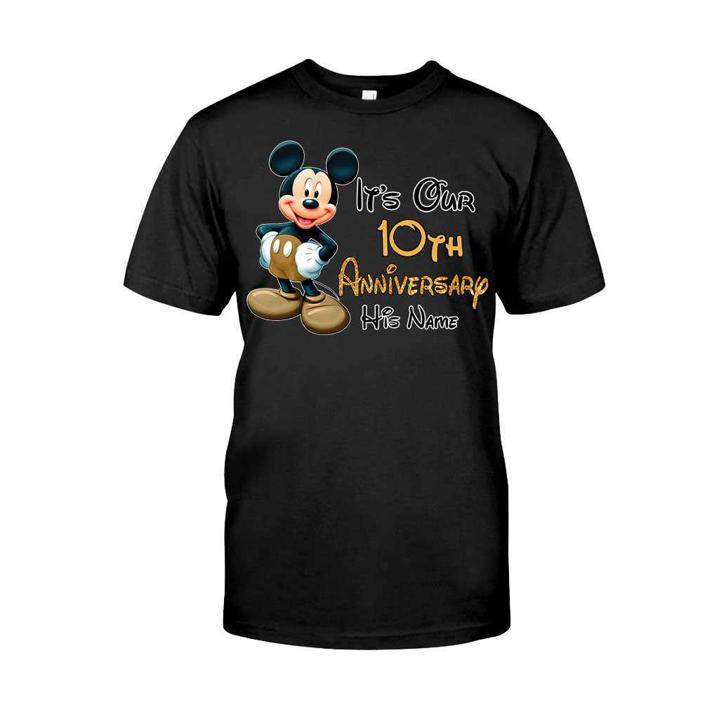 Personalized Mickey and Minnie Anniversary T-shirt & Hoodie Set for Couples