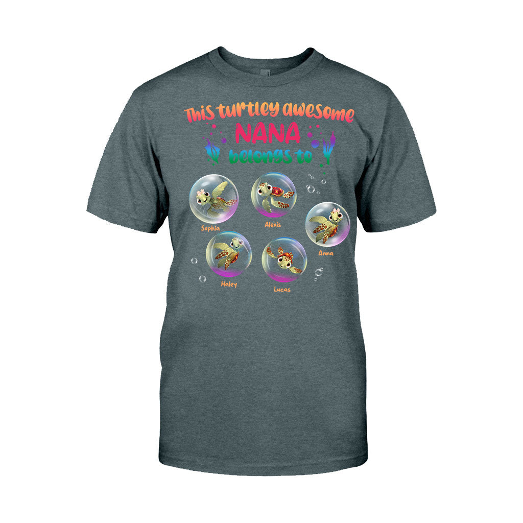 Personalized Turtley Awesome Nana T-shirt Custom Family Gift