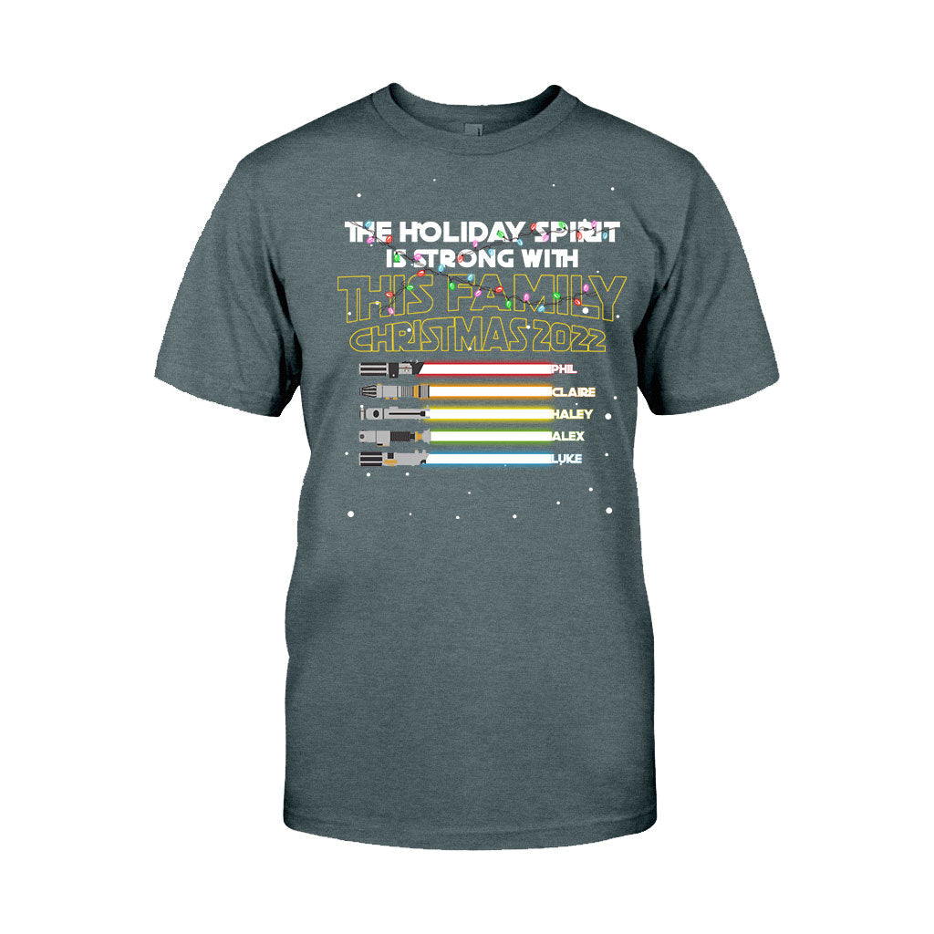 Personalized Christmas Family T-Shirt with Holiday Spirit Design