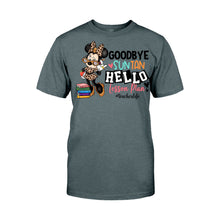 Load image into Gallery viewer, Personalized Teacher T-Shirt and Hoodie Goodbye Suntan Hello Lesson Plan Gift
