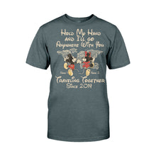Load image into Gallery viewer, Personalized Couple T-shirt Custom Names Travel Together Gift
