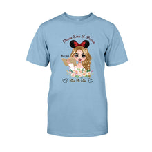 Load image into Gallery viewer, Personalized Mouse Ears &amp; Books T-Shirt for Girls - Custom Name Gift
