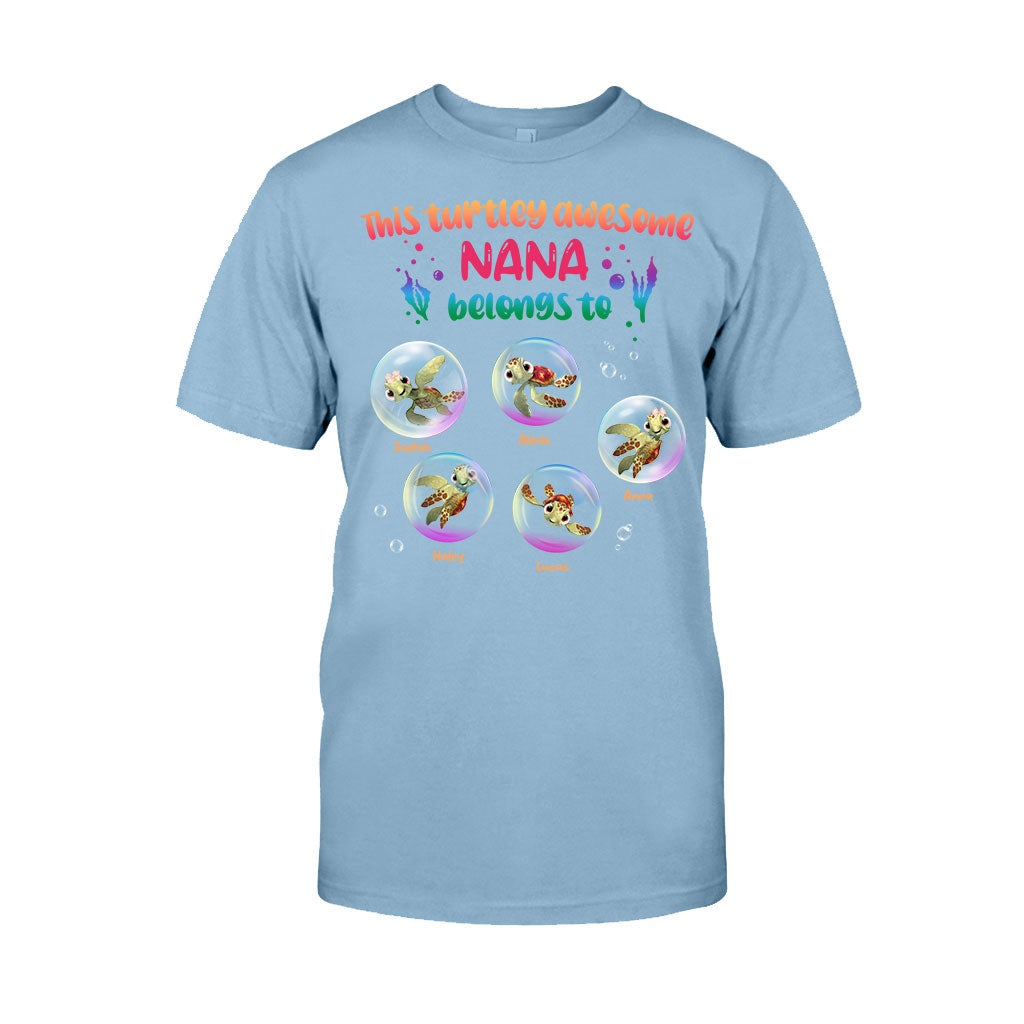 Personalized Turtley Awesome Nana T-shirt Custom Family Gift