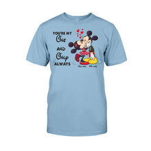 Load image into Gallery viewer, Personalized Couple T-shirt &amp; Hoodie with Mickey Design | Custom Names Gift

