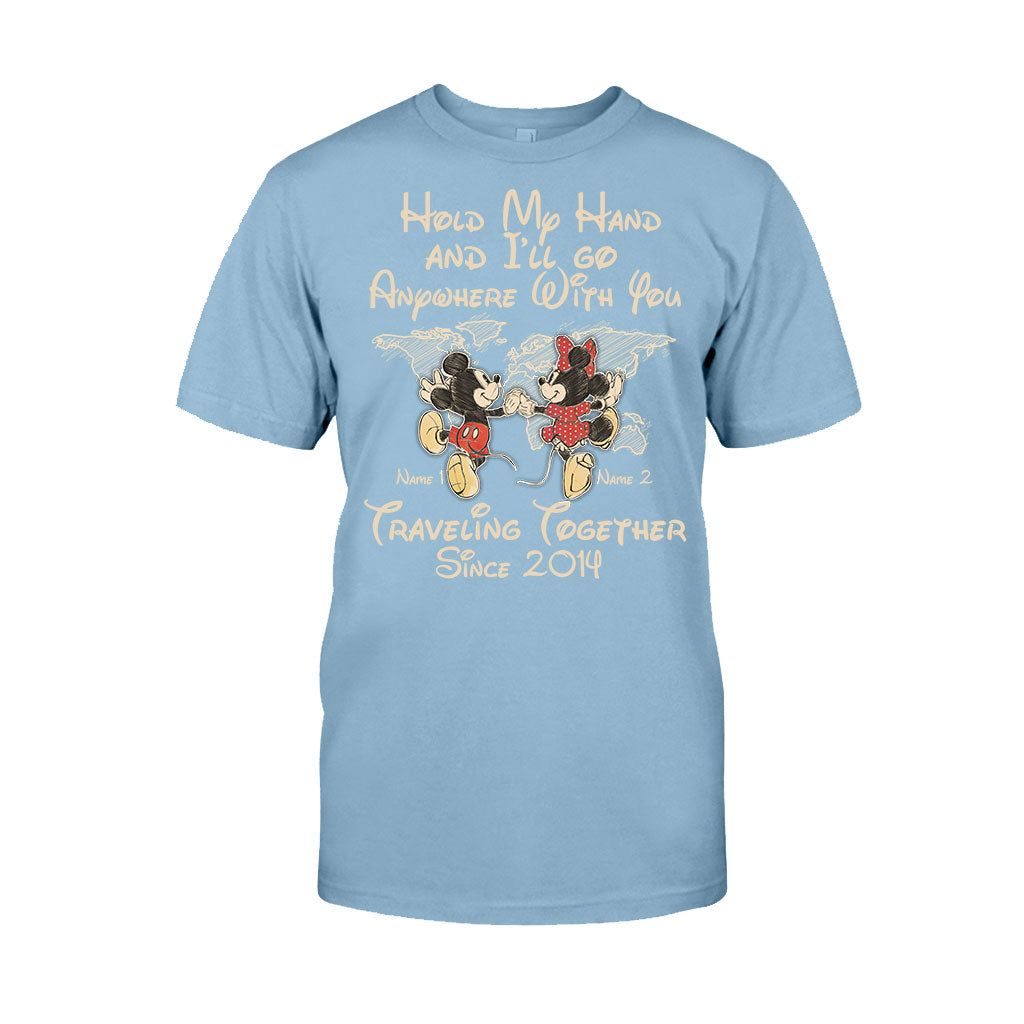 Personalized Couple T-shirt Custom Names Travel Together Gift