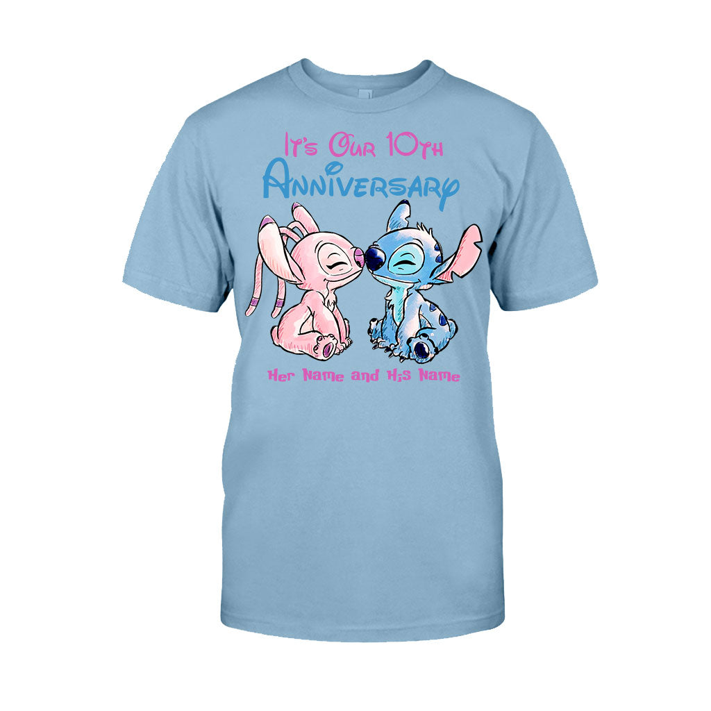 Personalized Anniversary T-Shirt & Hoodie Custom Names Gift for Couples