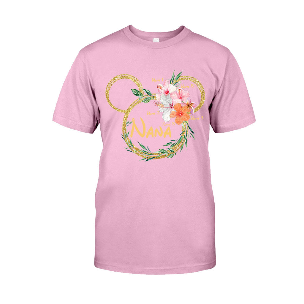Personalized Floral Mouse Ears T-Shirt for Grandma - Custom Nana Gift