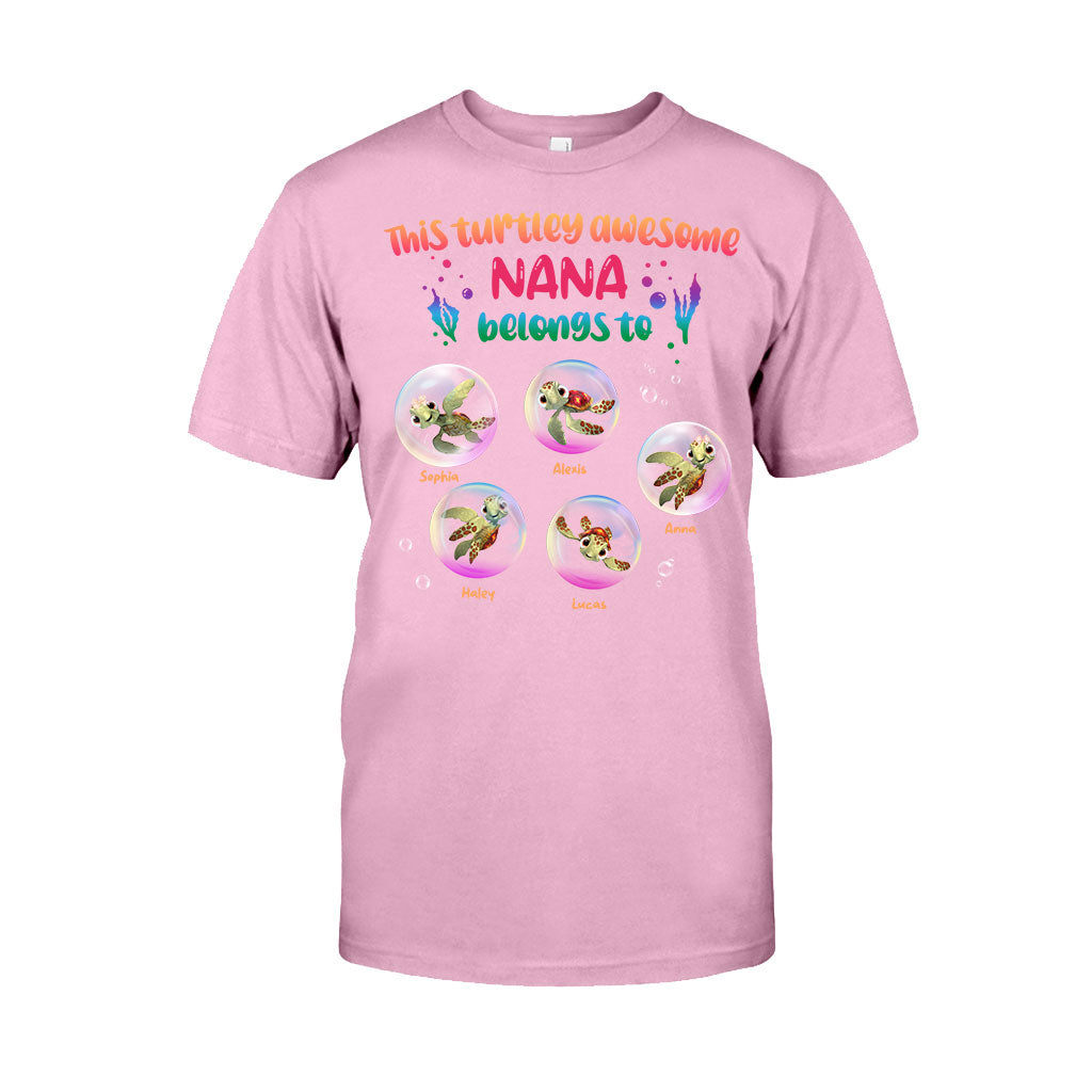 Personalized Turtley Awesome Nana T-shirt Custom Family Gift
