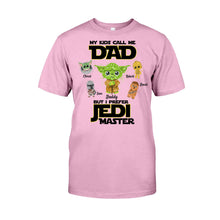 Load image into Gallery viewer, Personalized Jedi Master T-shirt for Dad with Custom Names
