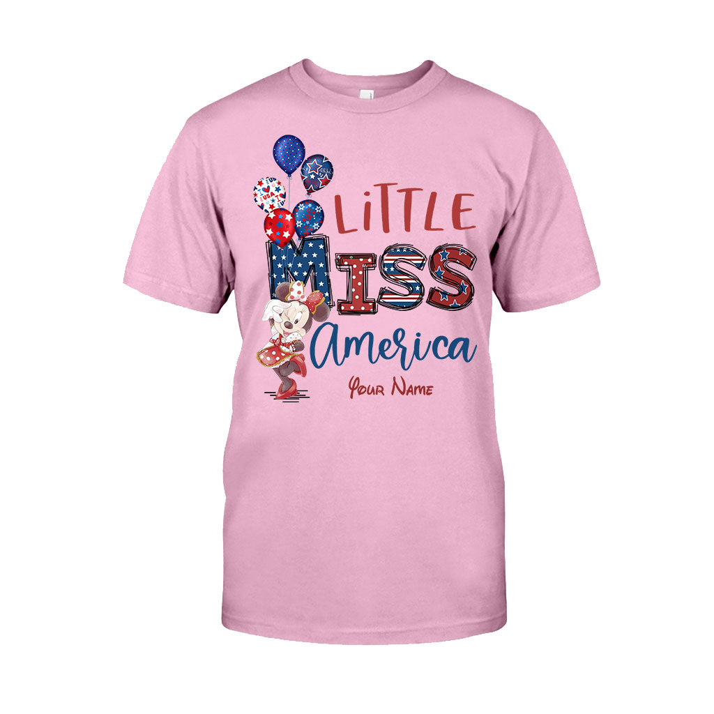 Personalized Independence Day Little Miss T-Shirt and Hoodie Custom Name Gift