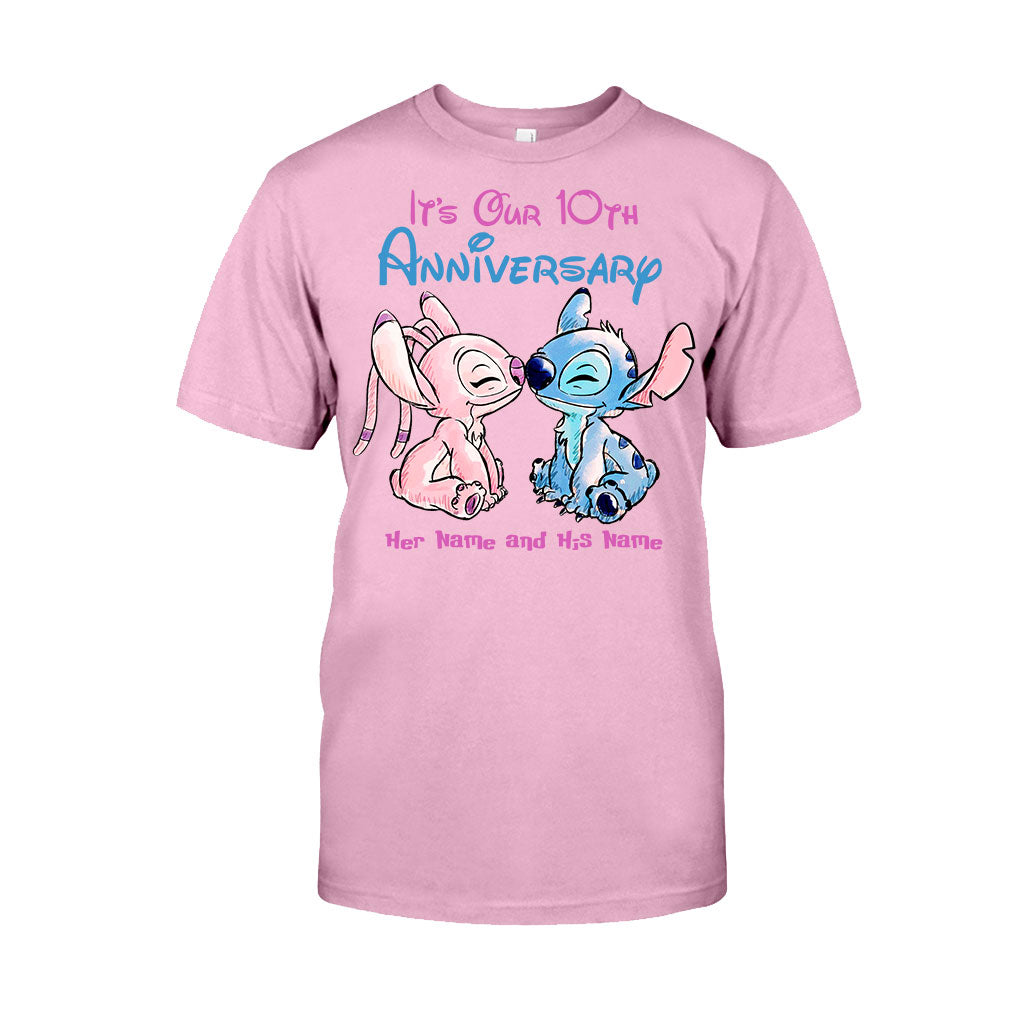 Personalized Anniversary T-Shirt & Hoodie Custom Names Gift for Couples