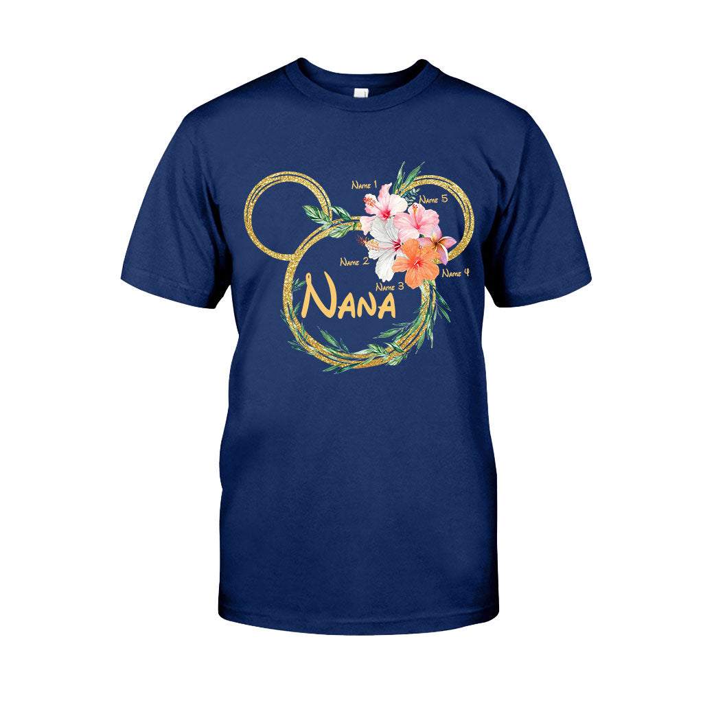 Personalized Floral Mouse Ears T-Shirt for Grandma - Custom Nana Gift
