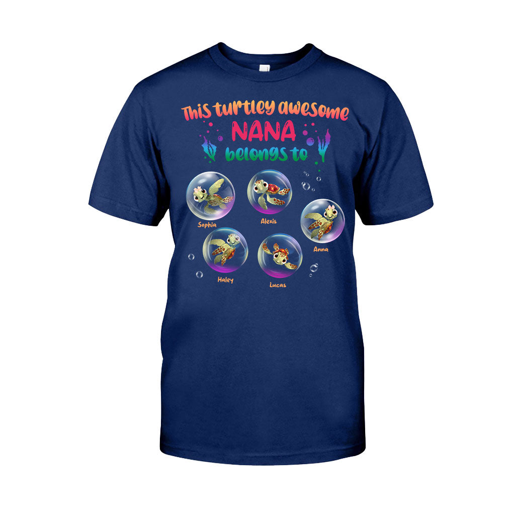 Personalized Turtley Awesome Nana T-shirt Custom Family Gift