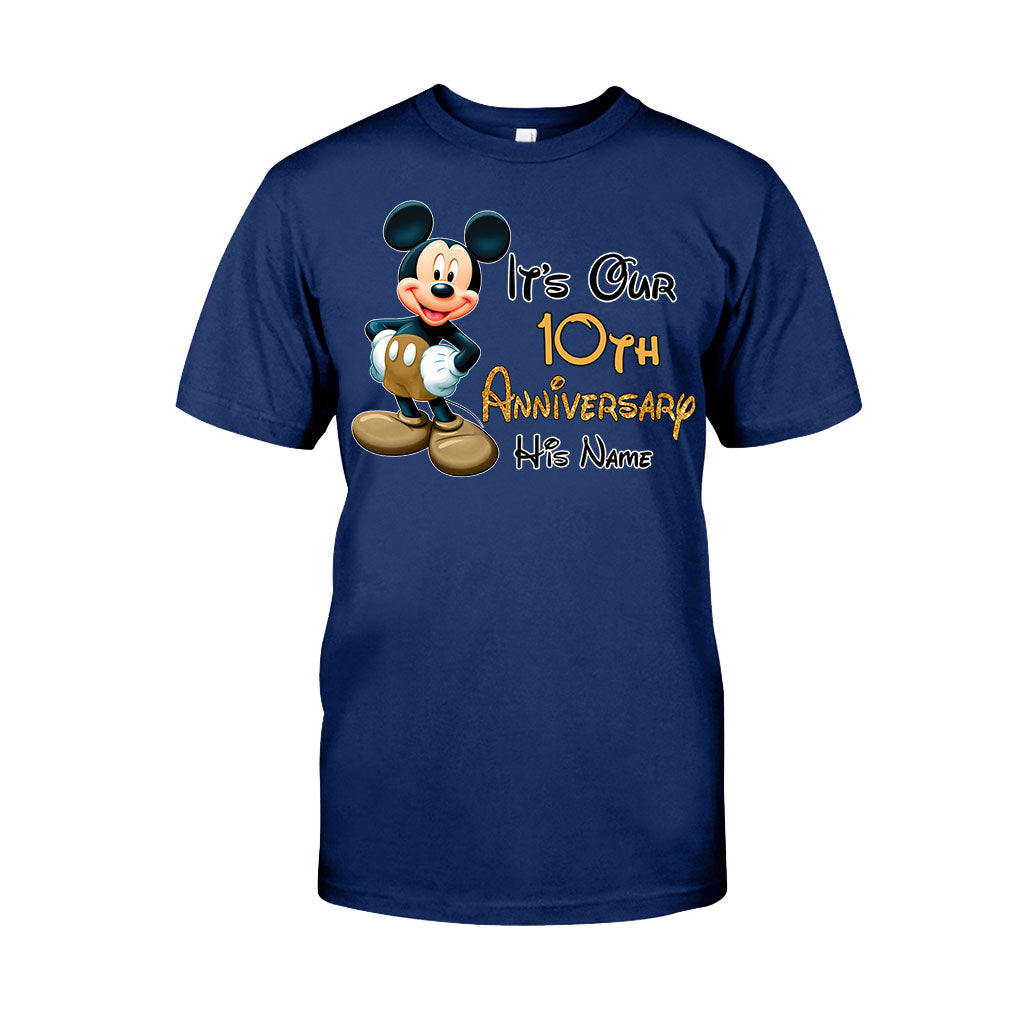 Personalized Mickey and Minnie Anniversary T-shirt & Hoodie Set for Couples