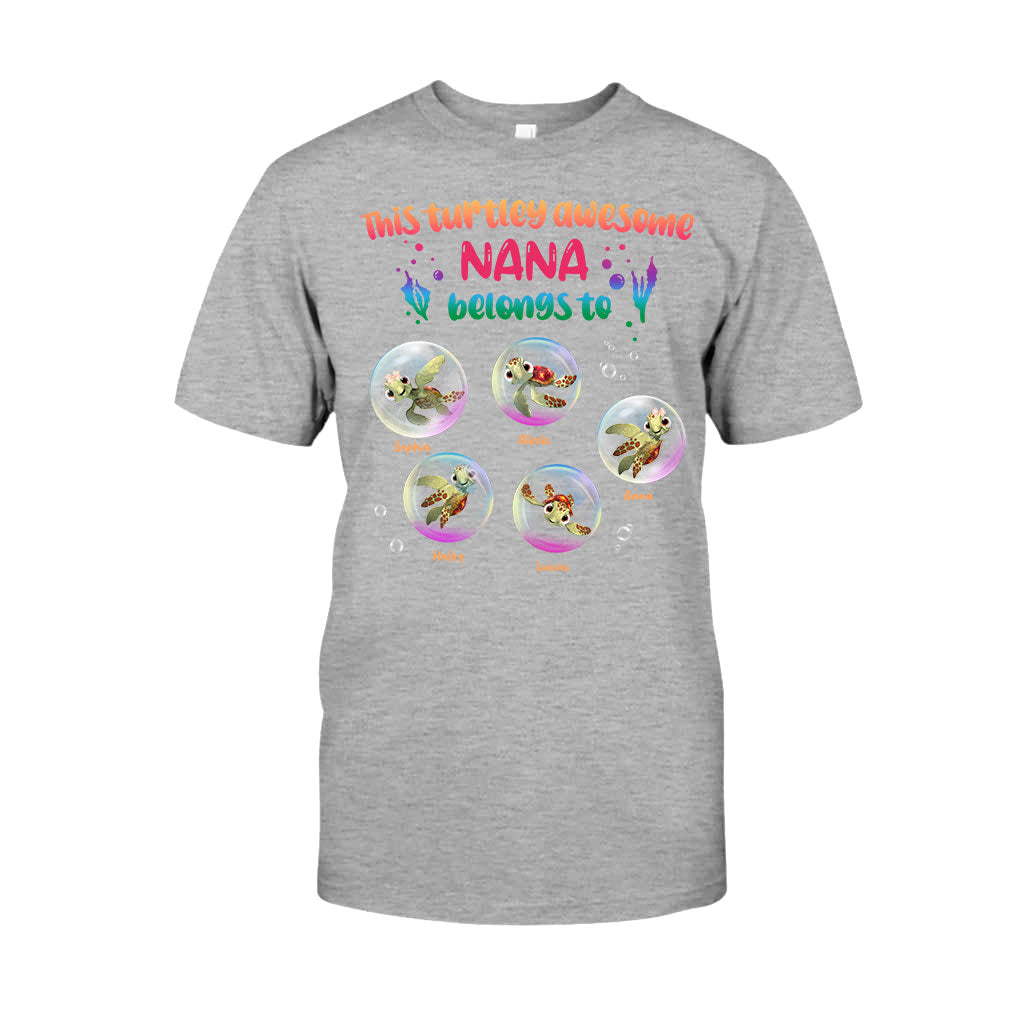 Personalized Turtley Awesome Nana T-shirt Custom Family Gift