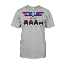 Load image into Gallery viewer, Personalized Top Dad T-shirt &amp; Hoodie Custom Names Gift for Father's Day
