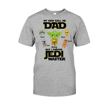 Load image into Gallery viewer, Personalized Jedi Master T-shirt for Dad with Custom Names
