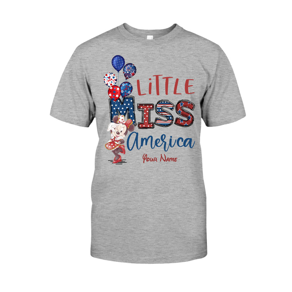 Personalized Independence Day Little Miss T-Shirt and Hoodie Custom Name Gift