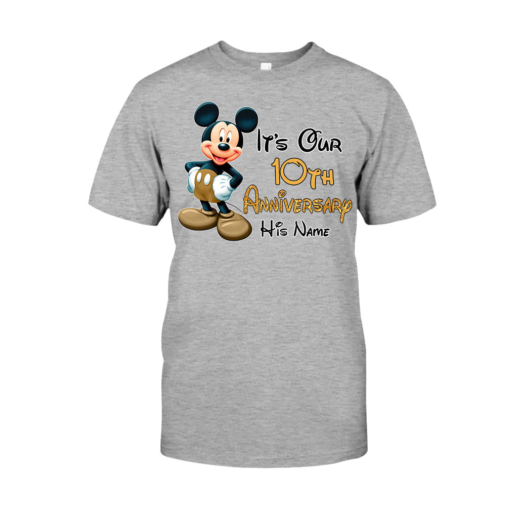 Personalized Mickey and Minnie Anniversary T-shirt & Hoodie Set for Couples
